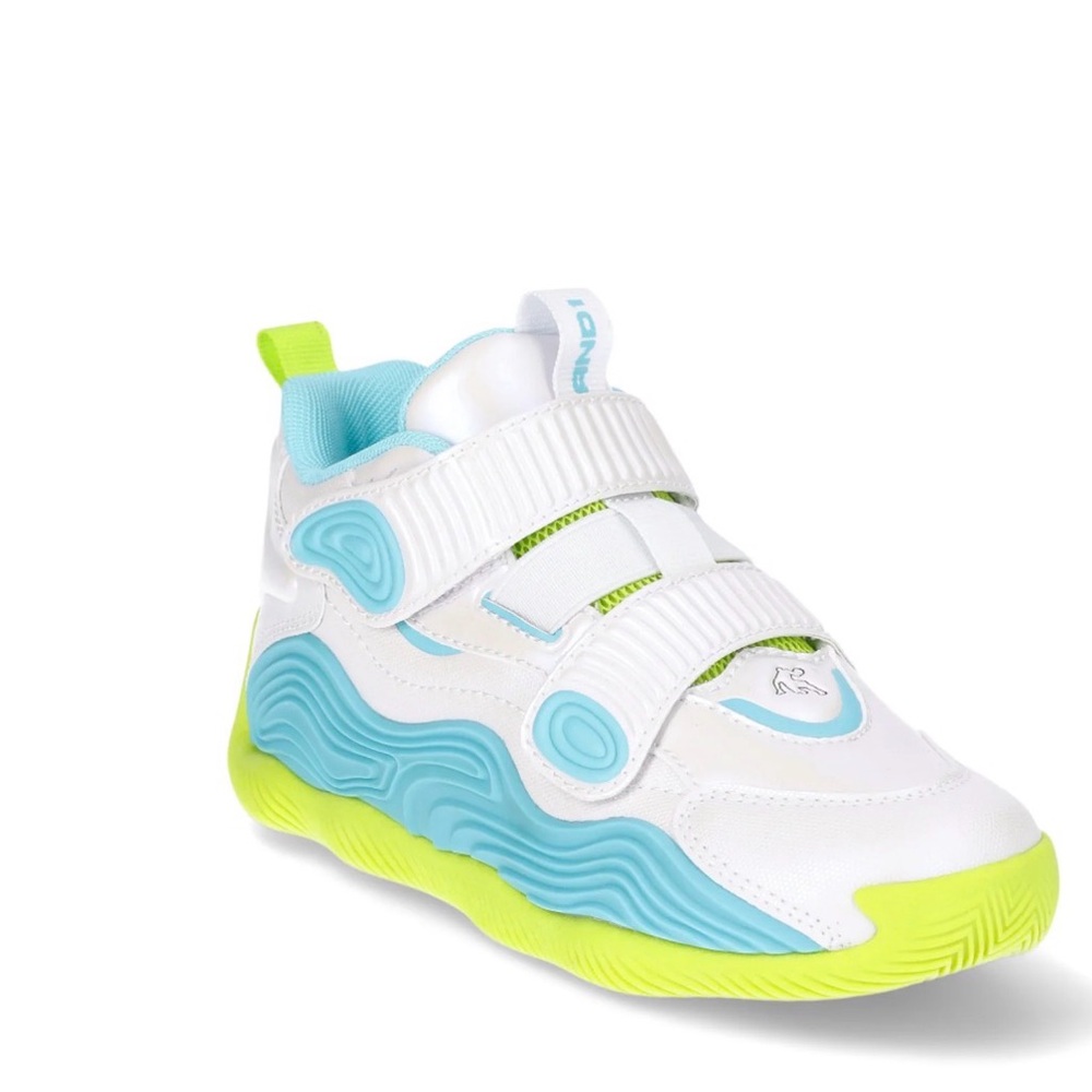 Vibrant White and Blue Kids Sneakers